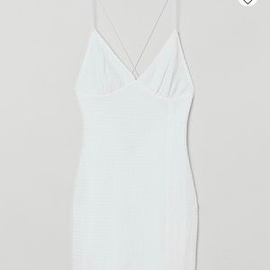 H&M Bodycon White Strappy Dress in Size Large. Backless cutouts. Slit at bottom